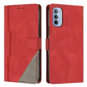 Clasp Case with Flip Wallet Stand Function Cover for Moto G51 5G - Red