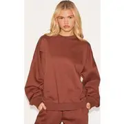 Chocolate Oversized Sweatshirt Tracksuit Set, Chocolate