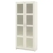 BRIMNES glass-door cabinet, white, 80x190 cm