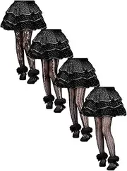 [Fourluoo] 4 Pairs Spring Girls Lace Tights Fishnet Stockings Toddler Stockings Heart Pattern Dance Pantyhose Summer