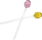 DONFAMDS Pcs Glass Honey Spoon Extended Handle Jam Drizzle Stick for Pot Long Stirring Spoon for Tea Syrup Dipper for Jar Playful Design Honey Stirrer Stick