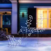 LED Pre-Lit Acrylic Two Reindeer with Sleigh-Solar Power