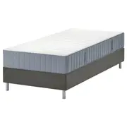 LYNGÖR divan bed, Valevåg firm/light blue dark grey, Single