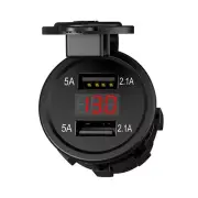 Dual USB Car Phone Fast Charger Socket Adapter Power Output LED Voltmeter 12/24V (for: Smart)