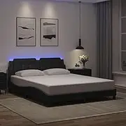 Bed Frame with LED Without Mattress Zadar Black 152x203 cm Queen,Beds & Bed Frames-3214147