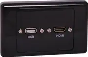 Dynalink HDMI USB A Black Wallplate Dual Cover with Flyleads