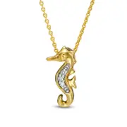 Natural Diamond Accent Seahorse Pendant in 10K Yellow Gold