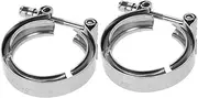 Set of 2 Stainless Steel Clamps Adjustable Hoses Clamps for Truck Motorcycle Exhaust System Auto Maintenance