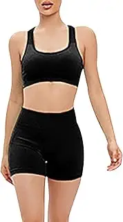 [Generic] Women's Tracksuit Set Workout Shorts Vests Women Sportswear Top Sports Shorts Workout Running Fitness