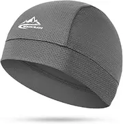 [RALSPEC] Moisture Wicking Cycling Skull Cap Womens Mens Running Hat Under Helmet Liner Lightweight Beanie, Grey, S-L