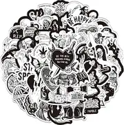 100PCs Gothic Stickers, Black & White Goth Stickers, Skeleton Skull Stickers, Vinyl Laptop Decals, Water Bottle Stickers, Stickers for HydroFlask, Skateboard, Snowboard, Luggage[Gothic100]