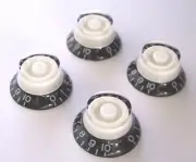 True Custom Shop® White & Black Top Hat Knobs for Gibson Les Paul SG Pure LP 4pk