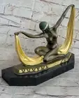 bronze sculpture "Scarf dancer" Art deco dancer bronze statue Hot Cast Nude
