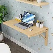 Solid Wood Wall Mounted Folding Table for Small Spaces Floating Desk Drop Leaf Dining Kitchen Table (70 * 50cm)