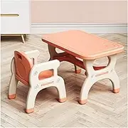 Kids Desk and Chair Set, Children Study Table and Chair, Suitable for Writing, Reading, Playing Games and Drawing, Home Learning Tools for Children Aged 2-6 (Color : Pink)