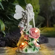 Solar Garden Lights Solar Powered Angel Figurine Waterproof Resin Statue Light