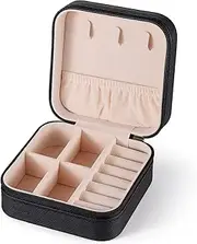 [GTVGJH] Travel Jewelry Case, Portable Mini Jewelry Travel Organizer, Small Jewelry Boxes for Women, Bridesmaid Gifts and Travel Essentials Accessories to Store Rings, Necklaces, Earrings(1 PC Black)