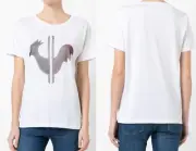 Rossignol Valerie Rooster Chamonix Luxury Cream Cotton T-Shirt Top New XL