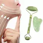 Gua Sha Facial Tools Set and Jade Roller for Face, Jade Roller, 100% Real