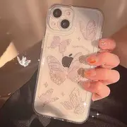 Butterfly Print Transparent Phone Case - iPhone X / XR / XS / XS Max / 11 / 11 Pro / 11 Pro Max / 12 / 12 Pro / 12 Pro Max / 13 / 13 Pro / 13 Pro Max / 14 / 14 Plus / 14 Pro / 14 Pro Max / 14 Plus Transparent - iPhone 14 Pro Max