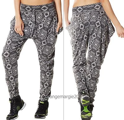 ZUMBA Fitness Aztec Jersey Harem Hip-Hop Pant RARE~fr.Convention UK~Edgy & Fun S