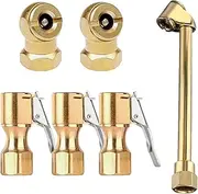 6 Pack Tire Air Chuck Set,1/4 Inch Dual Head Air Chuck,Closed Ball Air Chuck,Open Flow Lock On Tire Chuck With Clip Drill chuck