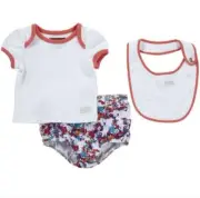 new baby girls 3 to 6 month 7 For All Mankind 3 piece shorts / bloomer shirt bib