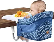 MTWML Hook On High Chair with Tray,Portable Baby High Chair That Attaches to Table,Clip On Fast Table High Chair for Babies and Toddlers.Baby Feeding Seat for Dining Table and Counter(Stripe-Blue)