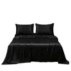Satin Bed Sheet Sets Silky Smoooth Top Sheet with Pillowcase Single/Queen/King