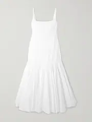 [Jacquemus] Jacquemus - Agave Pleated Paneled Cotton-poplin Midi Dress - White - FR 34 FR 34 White