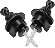 Guitar Strap Locks, Bass Strap Locks Iron Plating for Electric Guitars for Electric Basses (Black 2 suit)