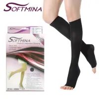 在飛比找松果購物優惠-【Softmina】專業醫療彈性壓力露趾小腿襪-超薄型(醫療