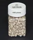 1000 Silicone Micro Link Rings Lined Beads for Hair Extensions Tool Light Blonde