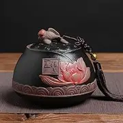 sealed lids, with Airtight Lid Tea Tins Cans Canister Caddy Porcelain Storage Jar for Tea Coffee Spices Food Candy Kitchen Bathroom Decorative,Red(Black)