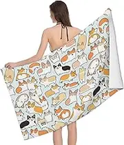 JBYJBX Corgi Pattern Print Beach Towel Quick Dry Sandproof Microfiber Beach Bath Towel for Travel Pool Camping