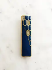 Vintage Blue Enamel & Crystal Brooch