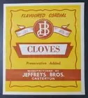 Victoria • Soft Drink Label • Jeffrey Bros, Casterton: Cloves Cordial