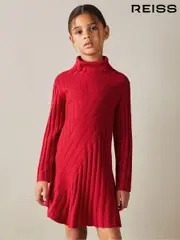 Reiss Red Cady 9-13 yrs Knitted Roll Neck Dress (E52530) | $140