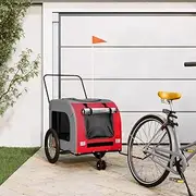 Pet Bike Trailer Red and Grey Oxford Fabric and Iron,Pet Pushchairs & Strollers 9.95KG-93859