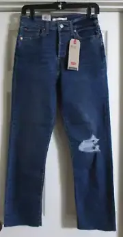 Levi's Wedgie Straight Women's Jeans Size 6 Short 28x28 Denim Button Fly Raw Hem