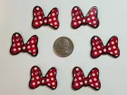 6 Pcs Lot Minnie Mouse bow Flatback Resin Cabochon Hair Bow Center Supply.