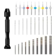 0.3mm-1.2mm Micro Mini Twist Drill Bit Pin Vise Hand Drill Rotary Tool Set 31pcs