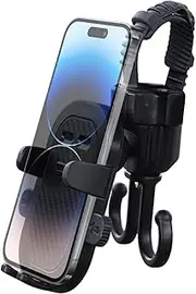 Qkbuza Phone Holder for Stroller, Multifunctional Stroller Hooks for Bags, 2-in-1 Smartphone Stand Cradle, Bag Hook for Grocery Carts