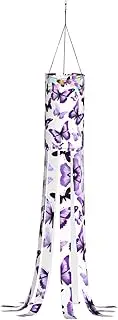 Halloween Garden White Purple Butterflies Windsock Lights Halloween Lighted Windsock for Patio Yard Pathway Party Decor