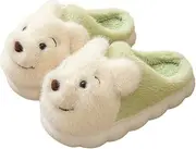 [ELONEL] Women's Cute Animal Bear Slippers Soft and Comfortable Men's Plush Home Slippers Warm Winter Indoor Slippers