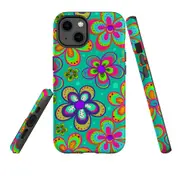 For Apple iPhone 13 Case, Armour Back Cover, Retro Floral Design