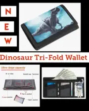 Tyrannosaurus Rex Dinosaur Tri-Fold Wallet NEW in PACKAGE T Rex Gift Easter