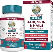 MaryRuth's Hair Skin and Nail Vitamins | USDA Organic | Biotin Gummies with Vitamin C & Vitamin E | Hair Growth Vitamins | Skin Care | Nail Growth | Hair Skin and Nails Gummies for Ages 14+ | 60 Count