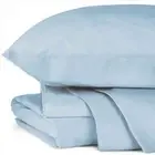 Garnier-Thiebaut Bombacio Melange Dusty Blue Queen Percale Sheet Set