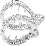 Ipetboom Claw Hair Clip for Women Shaped Rhinestone Ponytail Holder Lightweight Metal Claw Cuff Secure Hair Clamps for Parties Weddings and Daily Wear
